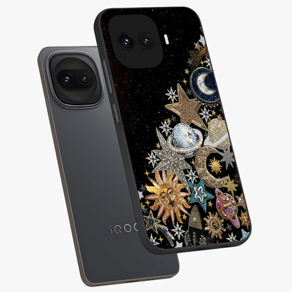 Cosmic Sparkle Dreams Glass Case displayed in angled mockup highlighting dreamy star sparkle design with celestial aesthetic.
