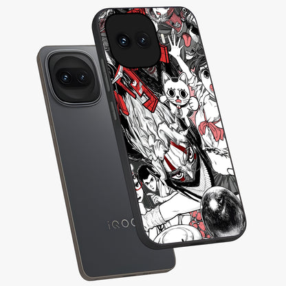 Crimson Chaos Panel Glass Case displayed in angled mockup highlighting chaotic panel style design with modern graphic theme.