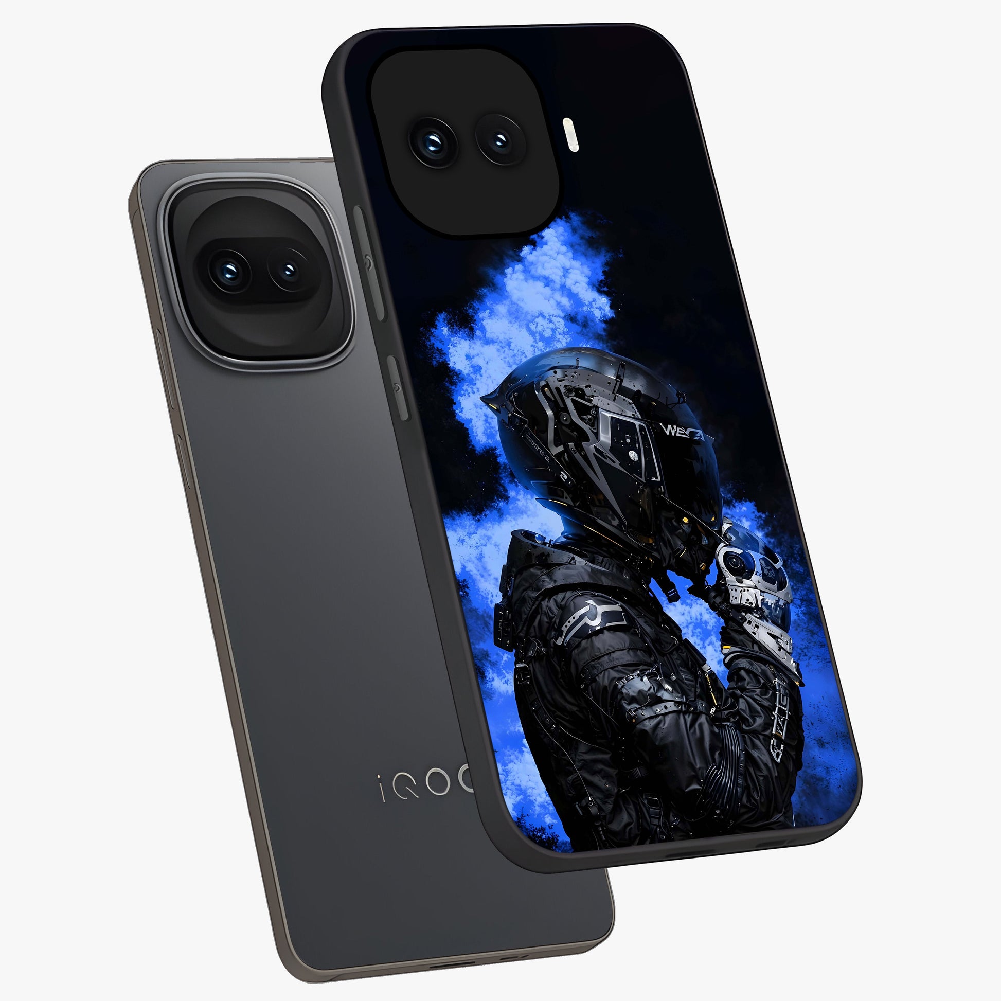 Cyber Sentinel Protocol Glass Case displayed in angled mockup highlighting digital cyber design with sci-fi aesthetic style.
