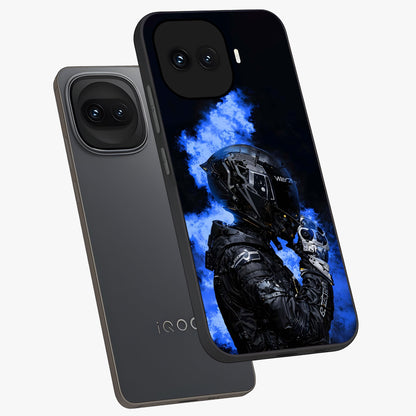 Cyber Sentinel Protocol Glass Case displayed in angled mockup highlighting digital cyber design with sci-fi aesthetic style.