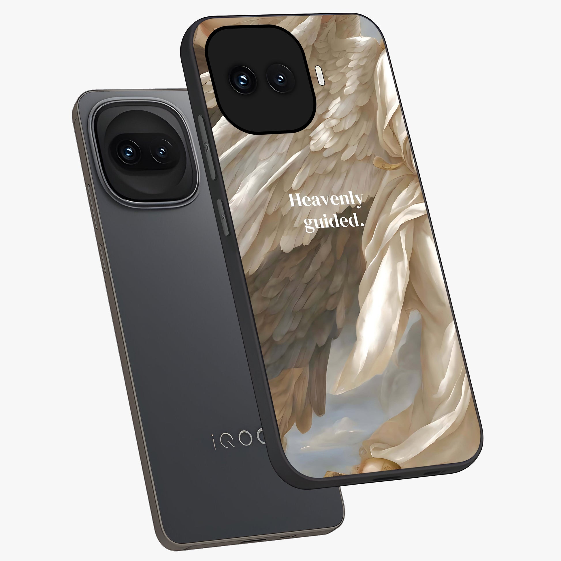 Divine Winged Grace Glass Case displayed in angled mockup highlighting graceful wing design with divine aesthetic style.