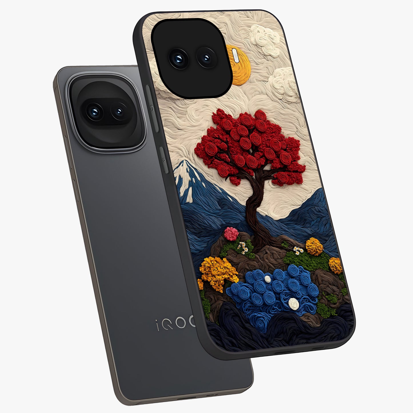 Eternal Nature Tapestry Glass Case displayed in angled mockup highlighting detailed botanical pattern with artistic aesthetic.
