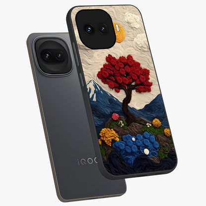Eternal Nature Tapestry Glass Case displayed in angled mockup highlighting detailed botanical pattern with artistic aesthetic.