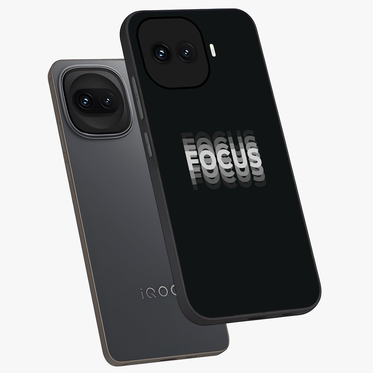 Focus Mode On Glass Case displayed in angled mockup highlighting clean minimal text artwork with modern aesthetic style.