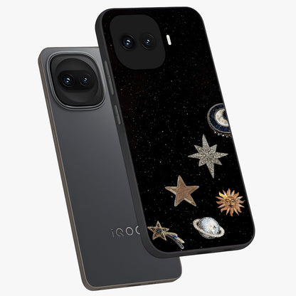 Galactic Charm Glow Glass Case displayed in angled mockup highlighting luminous galaxy inspired design with dreamy aesthetic.