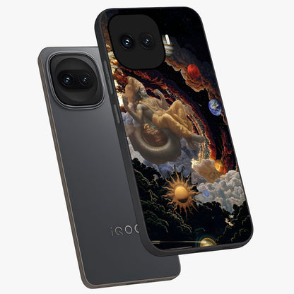 Galactic Divine God Glass Case displayed in angled mockup highlighting powerful celestial deity illustration with galactic aesthetic.