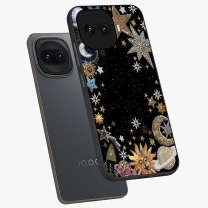 Galactic Jewel Stars Glass Case displayed in angled mockup highlighting shining celestial star design with cosmic aesthetic style.