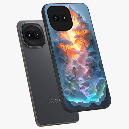 Glow Forest Portal Glass Case displayed in angled mockup highlighting mystical forest design with magical glowing aesthetic.