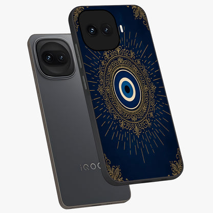 Golden Celestial Charm Glass Case displayed in angled mockup highlighting sparkling cosmic charm design with celestial aesthetic.