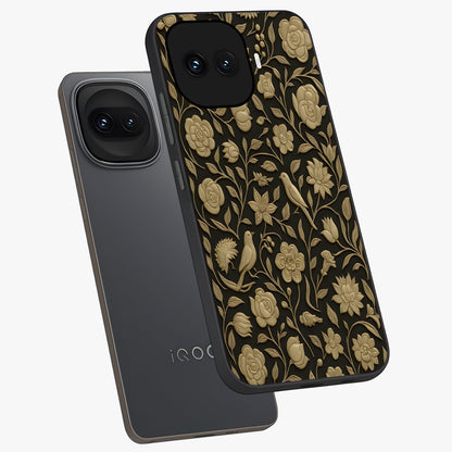 Golden Evil Eye Mandala Glass Case displayed in angled mockup highlighting protective evil eye symbol with golden mandala design.