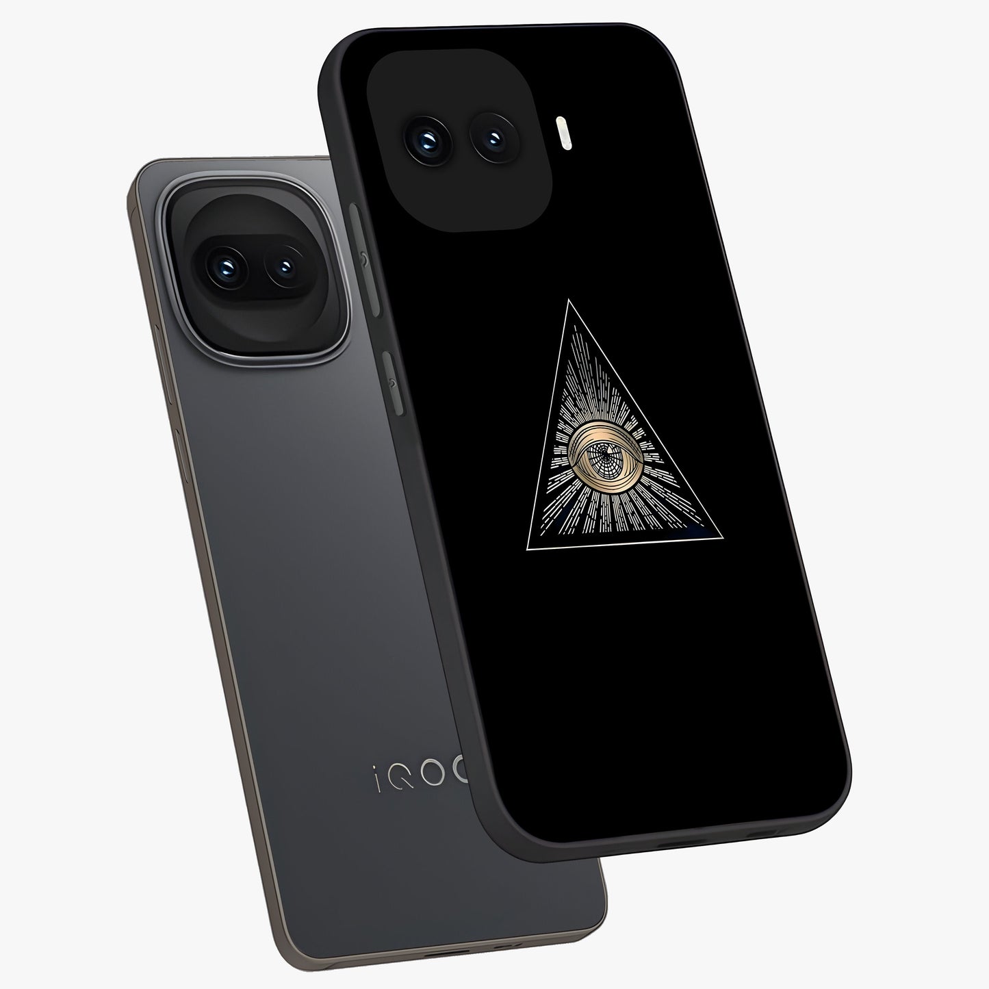 Illuminati Evil Glass Case displayed in angled mockup highlighting dark occult inspired design with bold aesthetic style.