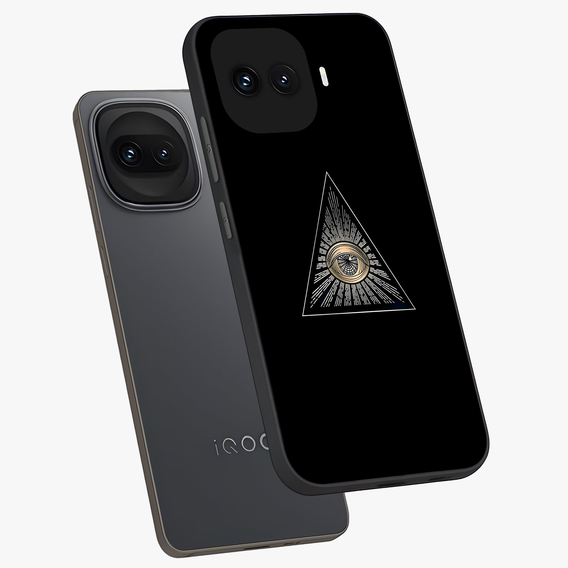 Illuminati Evil Glass Case displayed in angled mockup highlighting dark occult inspired design with bold aesthetic style.