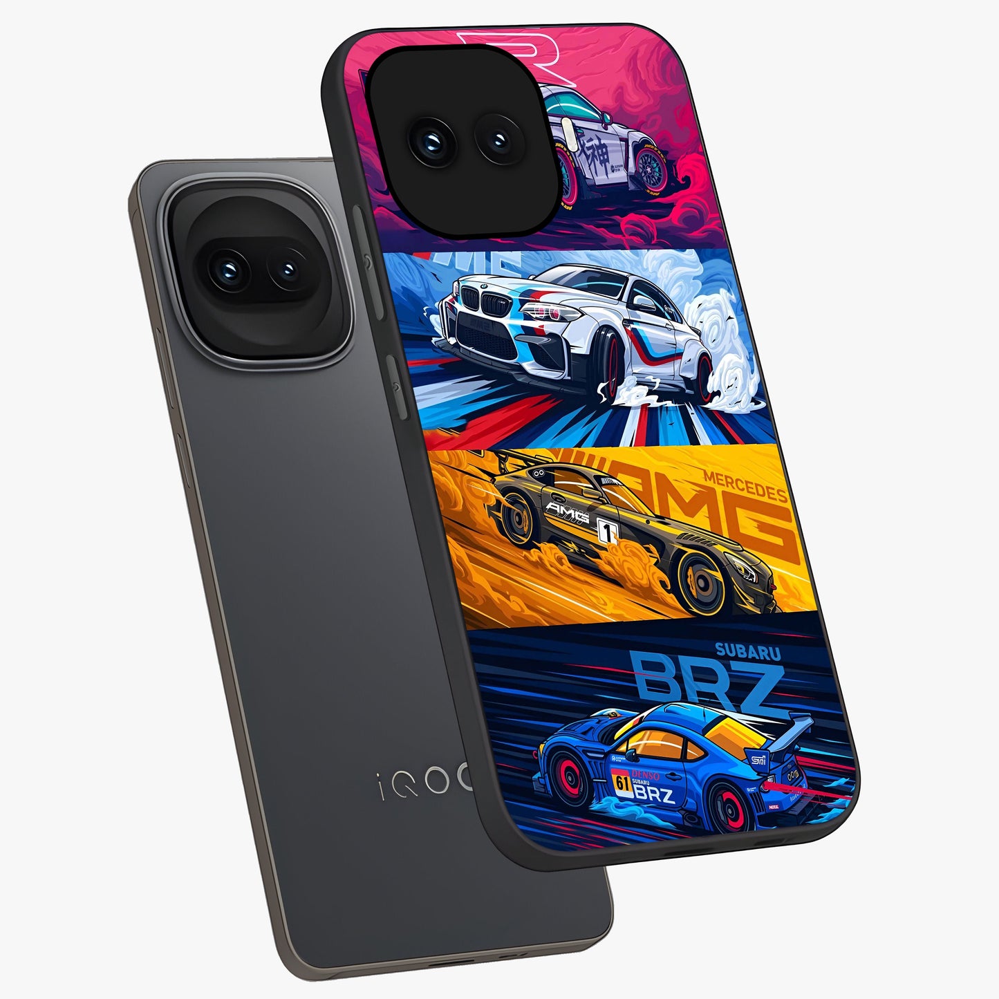 JDM Sports Car Glass Case displayed in angled mockup highlighting sleek Japanese racing car design with automotive aesthetic.