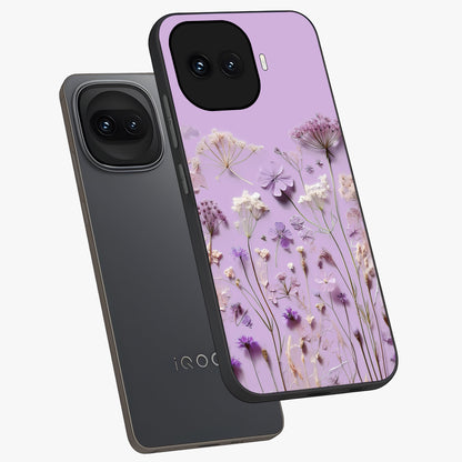Lavender Blossom Dream Glass Case displayed in angled mockup highlighting dreamy lavender flower design with calming aesthetic style.