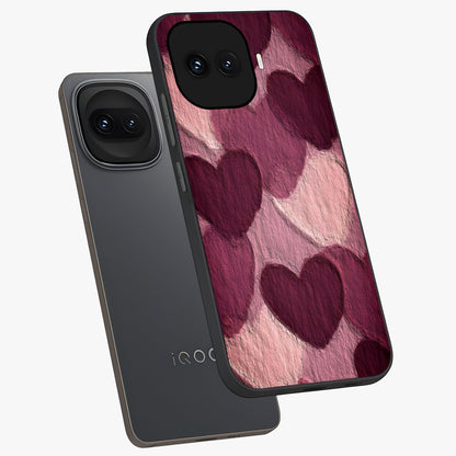 Layered Paper Hearts Glass Case displayed in angled mockup highlighting creative paper craft heart design with romantic aesthetic.