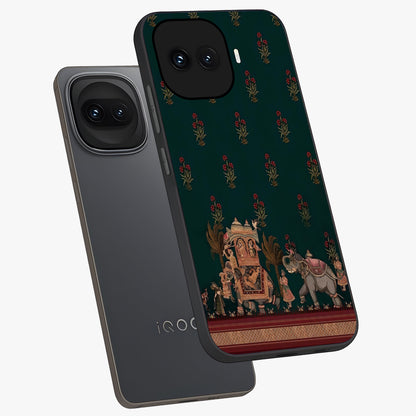 Macmerise Glass Case displayed in angled mockup highlighting trendy graphic design with sleek aesthetic style.