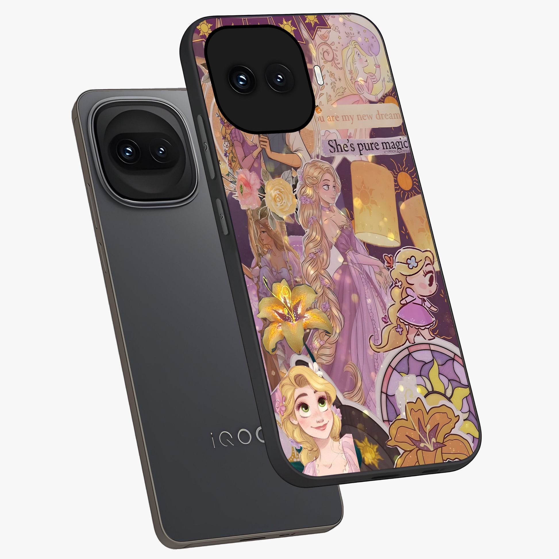 Magical Tangled Dream Glass Case displayed in angled mockup highlighting whimsical fantasy design with magical aesthetic.