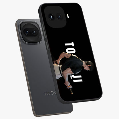Midnight Blade Resolve Glass Case displayed in angled mockup highlighting powerful blade illustration with dramatic dark aesthetic.
