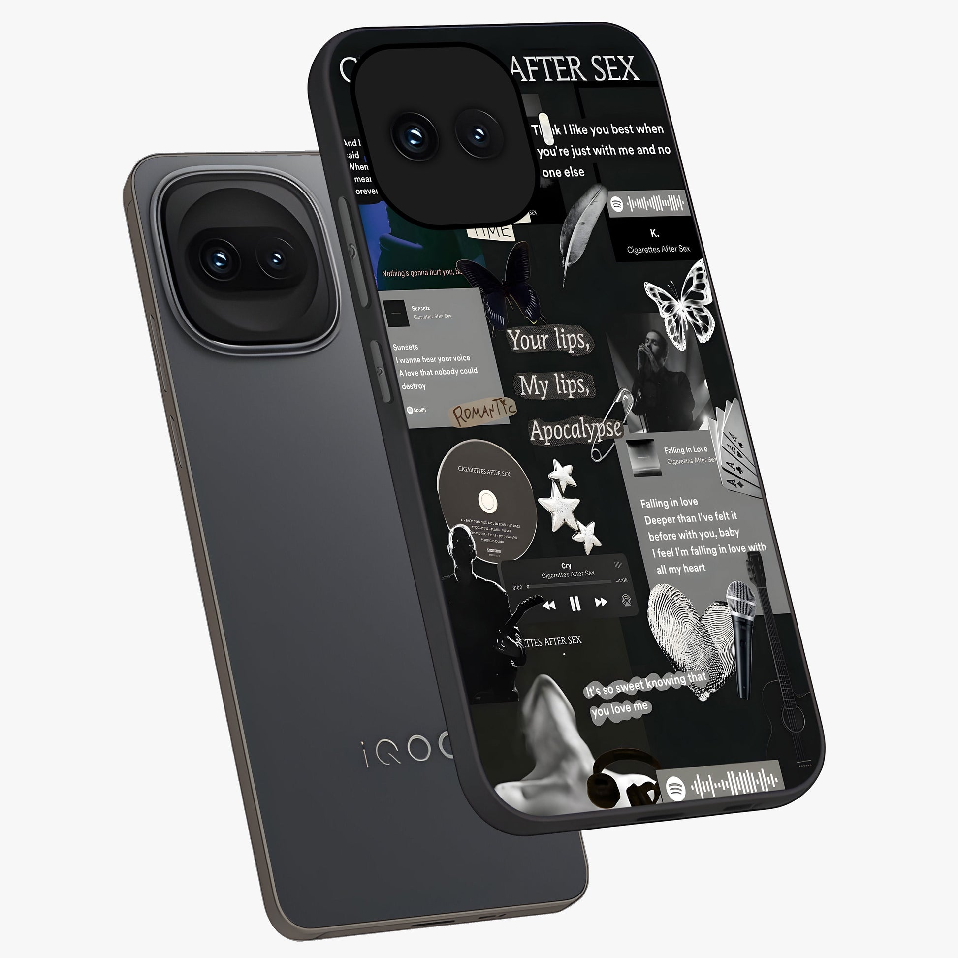 Midnight Love Echo Glass Case displayed in angled mockup highlighting elegant love inspired design with deep aesthetic style.