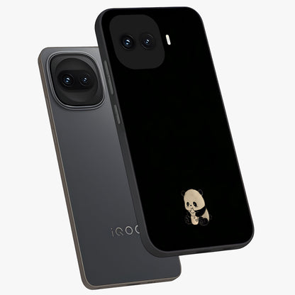 Midnight Panda Love Glass Case displayed in angled mockup highlighting adorable panda illustration with midnight aesthetic.