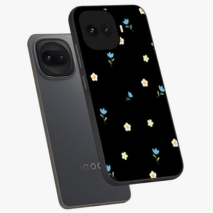 Minimal Petal Whispers Glass Case displayed in angled mockup highlighting delicate petal design with clean minimal aesthetic.