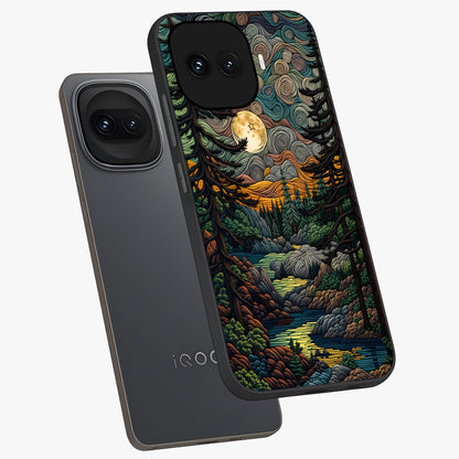 Moonlight Forest Dream Glass Case displayed in angled mockup highlighting dreamy forest design with glowing moon aesthetic.