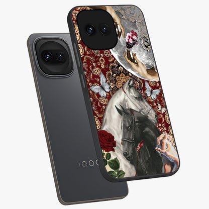 Moonlit Royal Stallion Glass Case displayed in angled mockup highlighting powerful stallion illustration with royal night aesthetic.