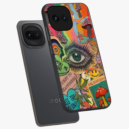 Mystic Eye Wonderland Glass Case displayed in angled mockup highlighting magical eye illustration with dreamy aesthetic.
