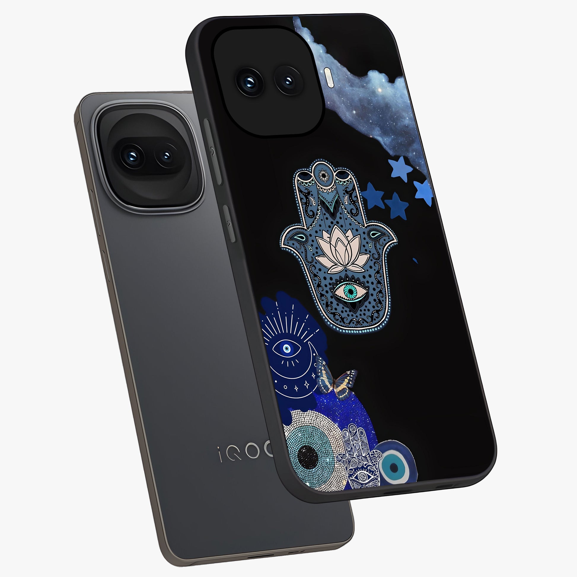 Mystic Hand Aura Glass Case displayed in angled mockup highlighting magical aura design with spiritual aesthetic style.