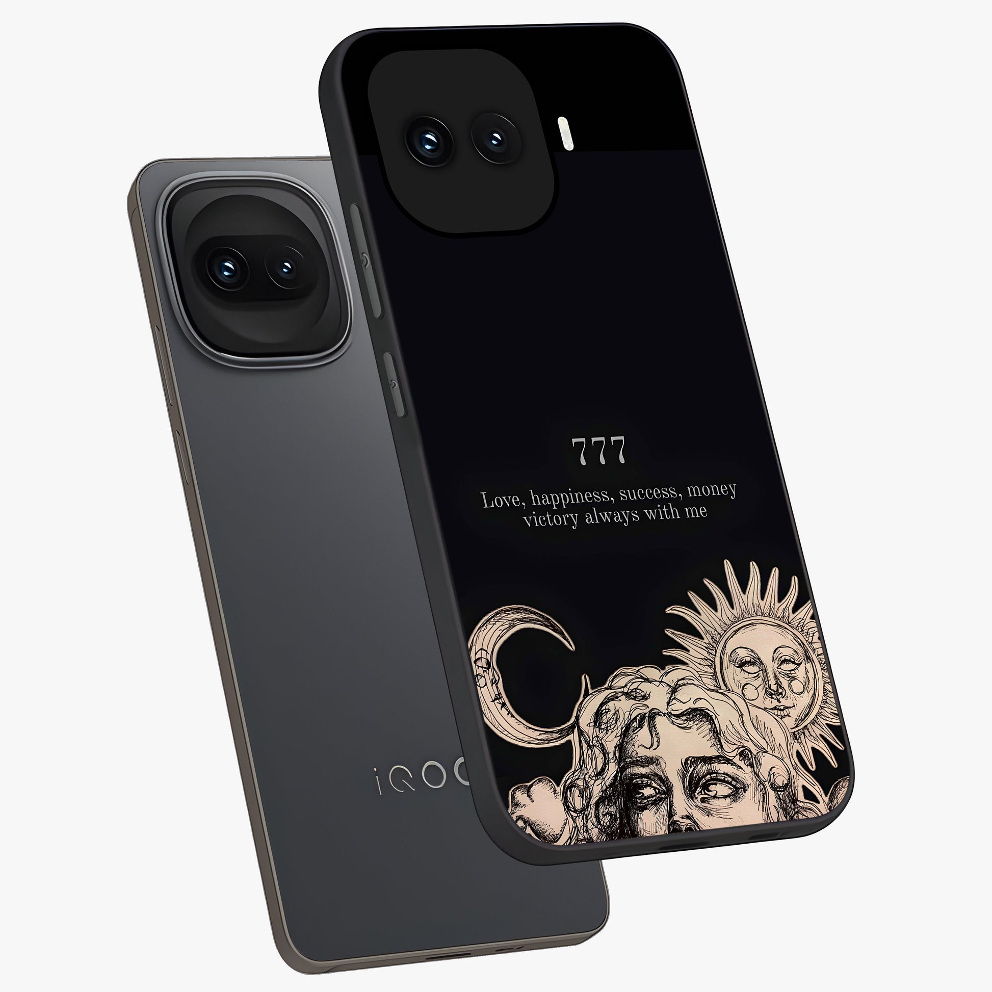 Mystic Victory Aura Glass Case displayed in angled mockup highlighting energetic aura design with bold mystical aesthetic.