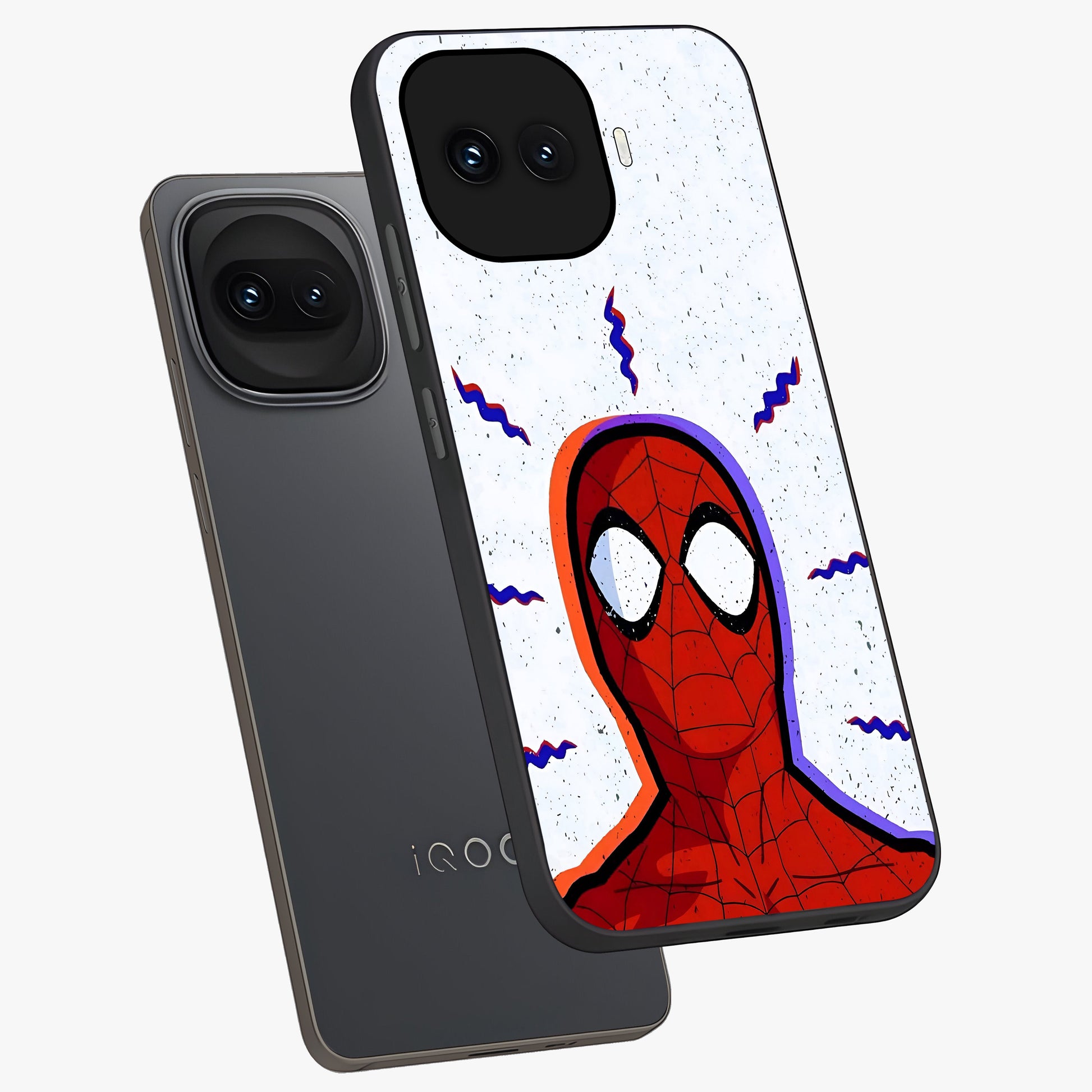 Omg Spiderman Glass Case displayed in angled mockup highlighting dynamic hero illustration with action comic aesthetic.