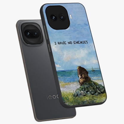 Peace Beyond War Glass Case displayed in angled mockup highlighting meaningful message design with artistic aesthetic style.