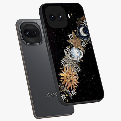 Pearls Universe Object Glass Case displayed in angled mockup highlighting celestial pearl design with dreamy aesthetic.