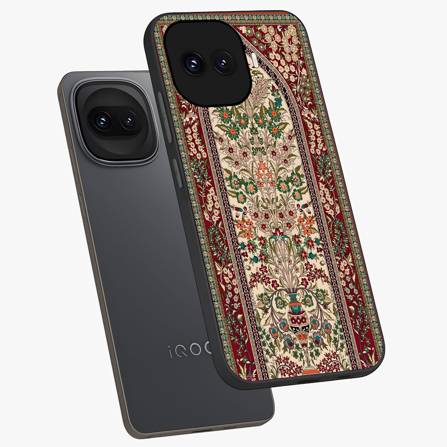 Persian Inspired Glass Case displayed in angled mockup highlighting intricate traditional design with elegant cultural aesthetic.