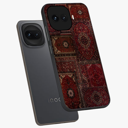 Persian Velvet Tale Glass Case displayed in angled mockup highlighting ornate textile inspired design with royal aesthetic.