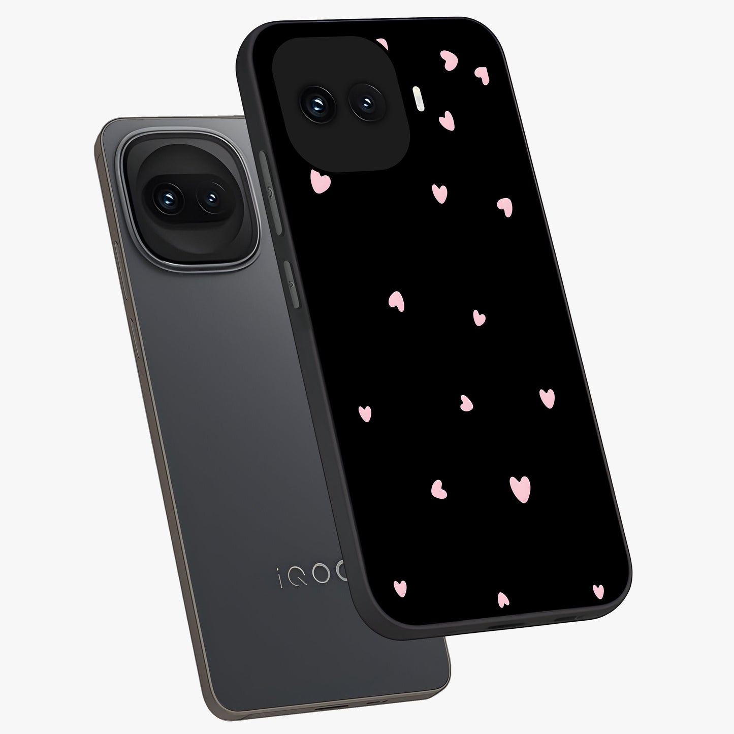 Pink Love Drops Glass Case displayed in angled mockup highlighting cute love drop design with vibrant pink aesthetic.