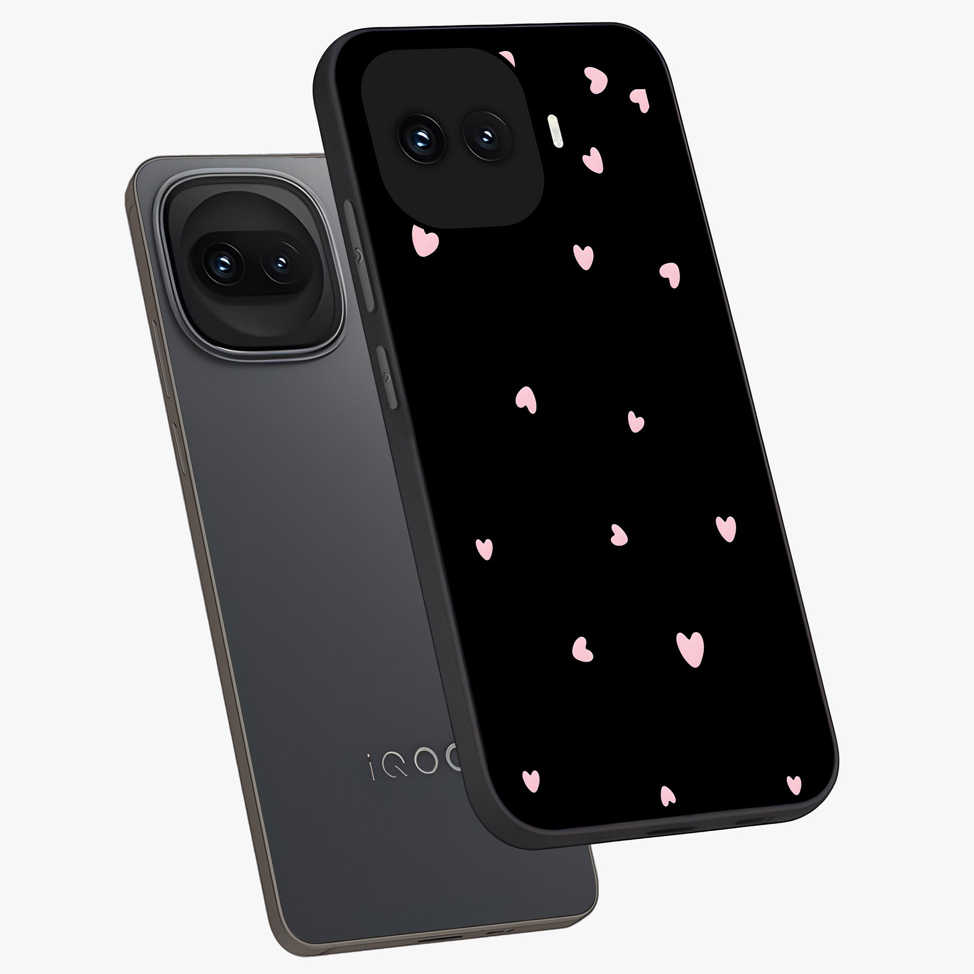 Pink Love Drops Glass Case displayed in angled mockup highlighting cute love drop design with vibrant pink aesthetic.