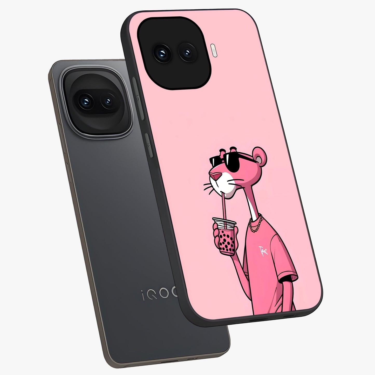 Pink Panther Glass Case displayed in angled mockup highlighting playful cartoon character design with vibrant pink aesthetic.
