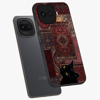 Regal Magic Cat Apple Glass Case displayed in angled mockup highlighting whimsical feline design with fantasy aesthetic.