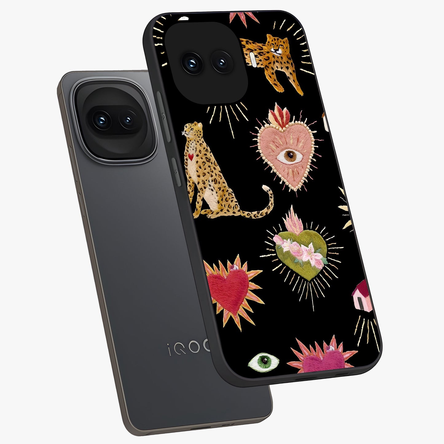 Sacred Jungle Heart Glass Case displayed in angled mockup highlighting lush tropical design with natural aesthetic style.