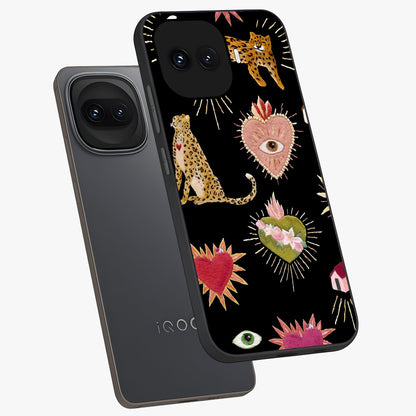Sacred Jungle Heart Glass Case displayed in angled mockup highlighting lush tropical design with natural aesthetic style.