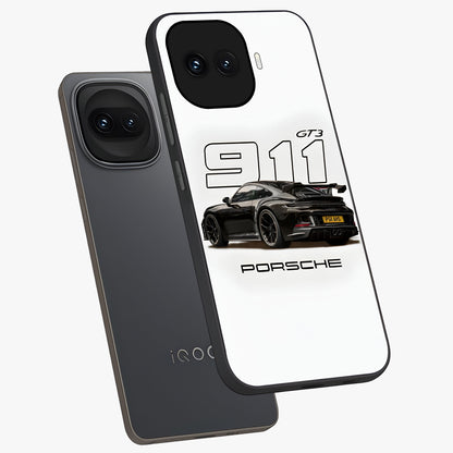 Turbo Legacy Icon Glass Case displayed in angled mockup highlighting dynamic automotive design with performance aesthetic.