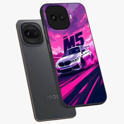 Velocity Drift Pulse Glass Case displayed in angled mockup highlighting dynamic drift design with sporty automotive aesthetic.