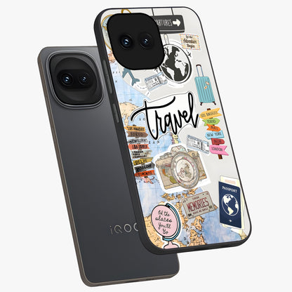 Wanderlust Journal Glass Case displayed in angled mockup highlighting adventure themed design with aesthetic travel vibe.