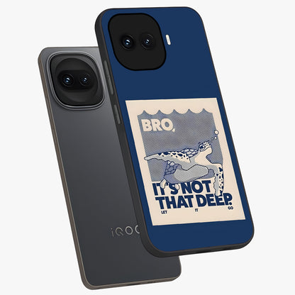 Worry Less Swim Glass Case displayed in angled mockup highlighting fun typography design with relaxed aesthetic style.