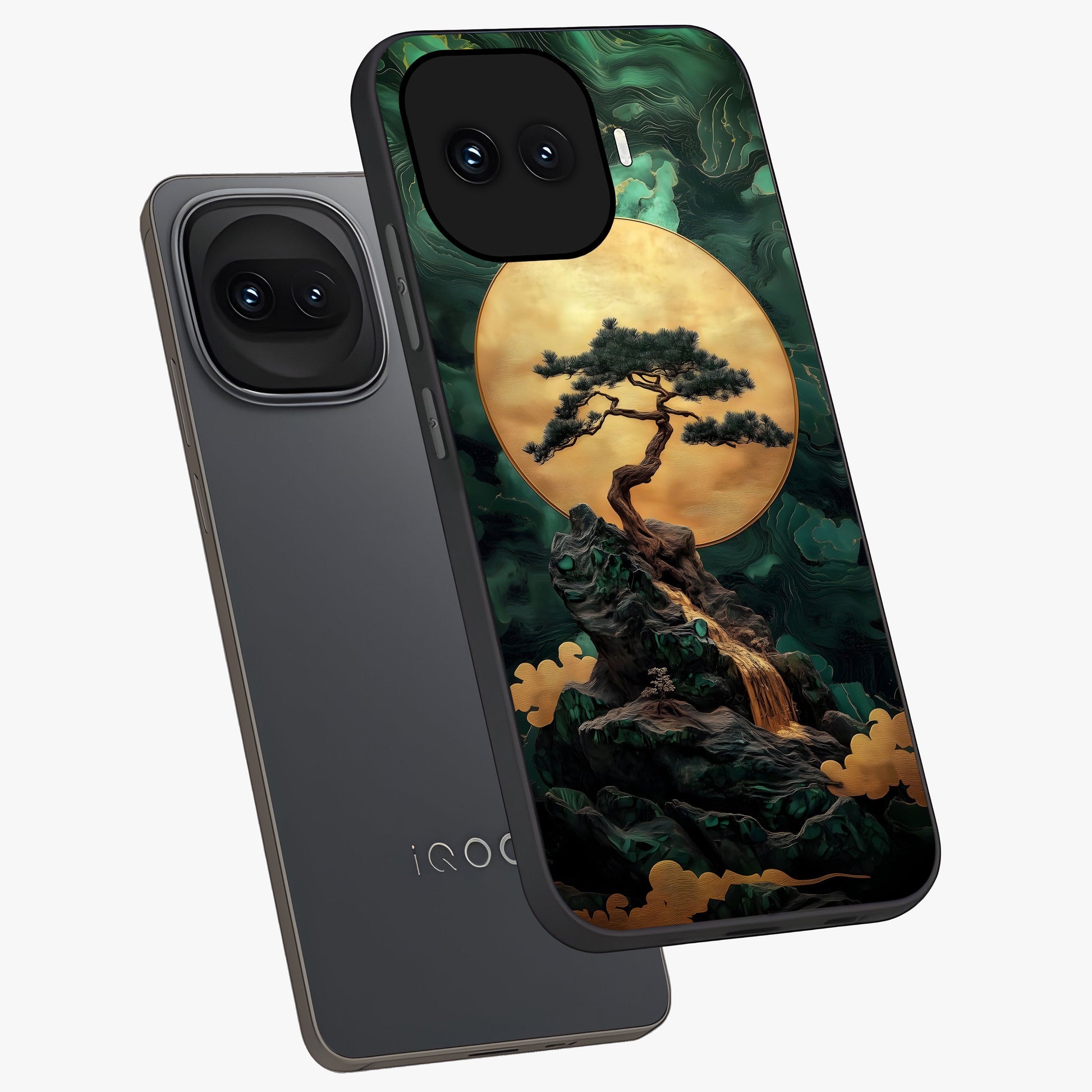 Zen Moon Rise Glass Case displayed in angled mockup highlighting peaceful lunar design with zen aesthetic style.