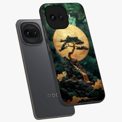 Zen Moon Rise Glass Case displayed in angled mockup highlighting peaceful lunar design with zen aesthetic style.