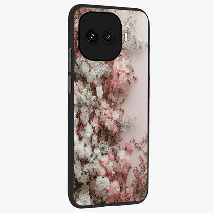 Blush Blossom Cloud Glass Case upright view showcasing calm floral cloud artwork with gentle dreamy theme.