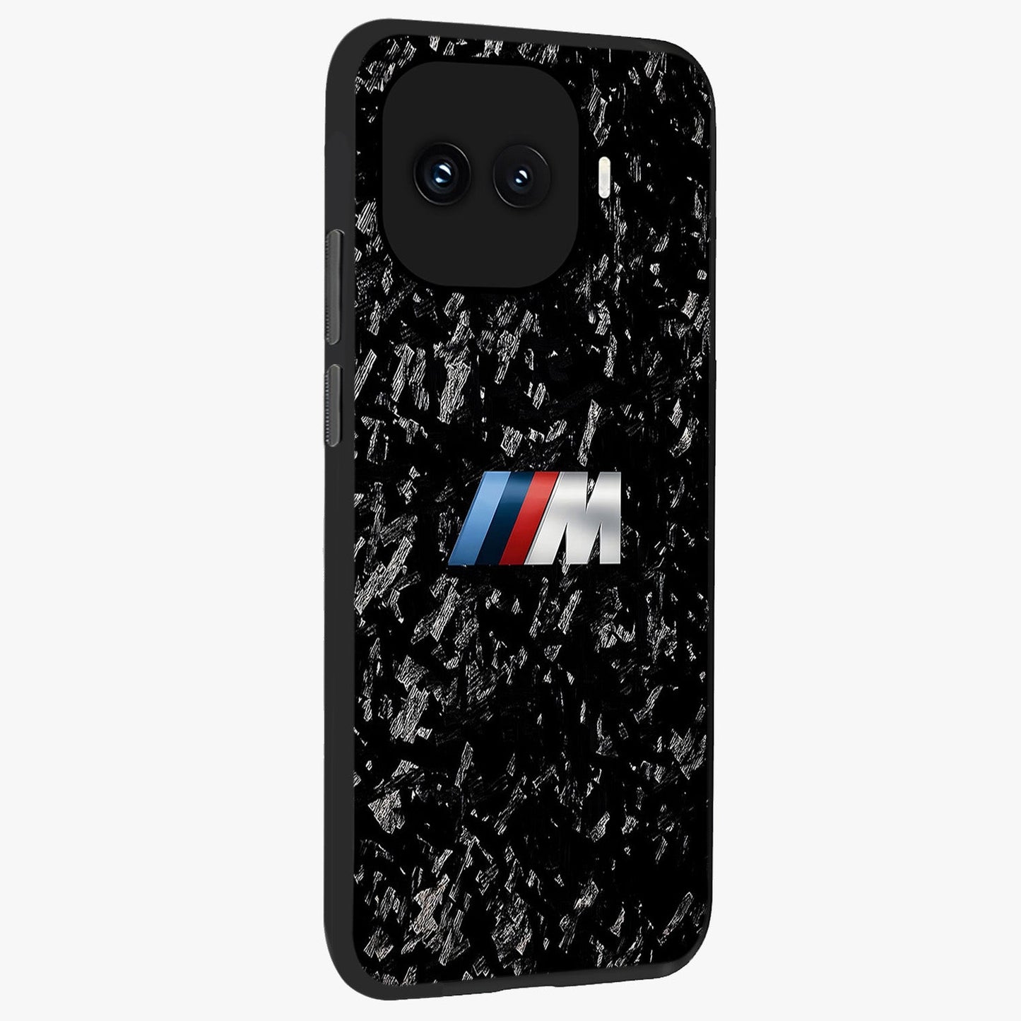 Carbon Speed Mark Glass Case upright view showcasing modern carbon speed graphic with bold automotive theme.