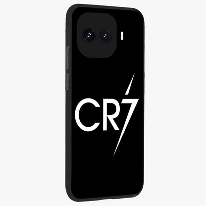 Cr7 Elite Strike Glass Case upright view showcasing energetic football inspired design with modern sports aesthetic.